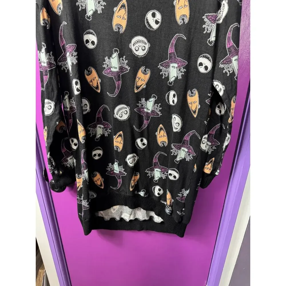 Disney Tim Burton’s The Nightmare Before Christmas High Low Sleep Shirt Blk Sz M - Picture 4 of 8
